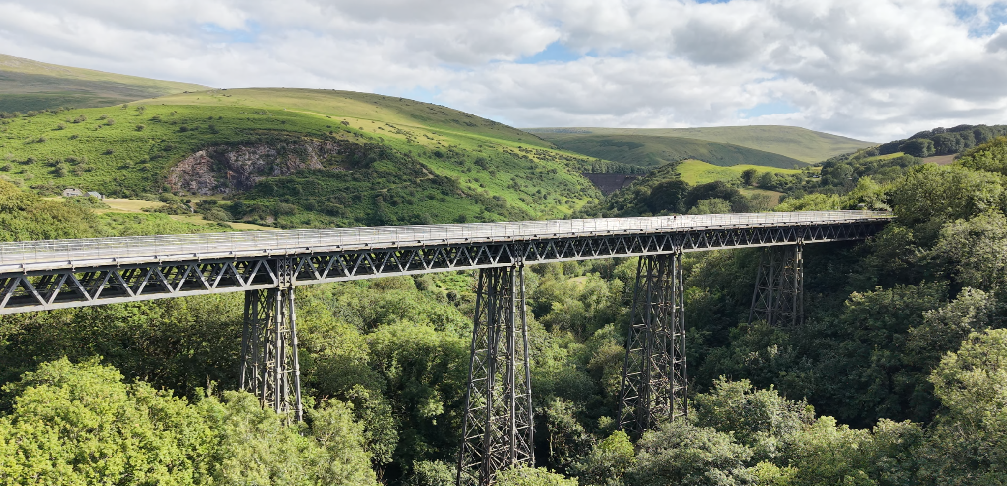 Real drone view of Meldon Viaduct showing infrastructure and hard-to-access asset context